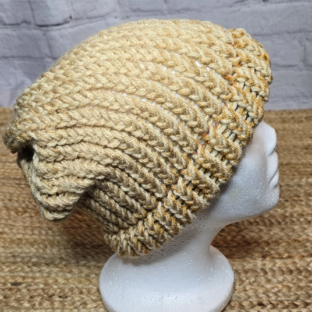 Handcrafted Cozy Knit Slouch Beanie - Tan
